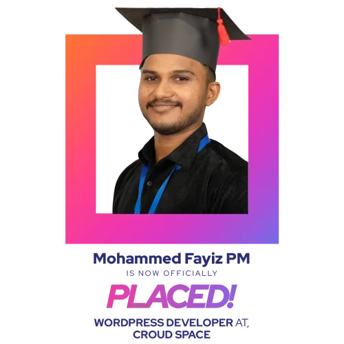 Fayiz got placed at CROUD SPACE after completing digital marketing course in Calicut,Kerala